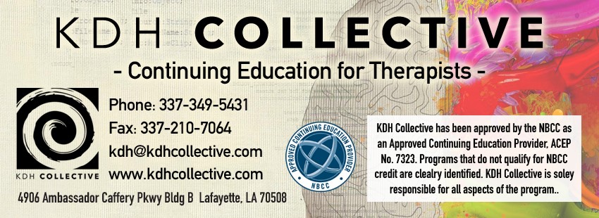 KDH Collective - Continuing Education for Therapists - Banner ad for an NBCC ACEP provider, click to visit site for more info.